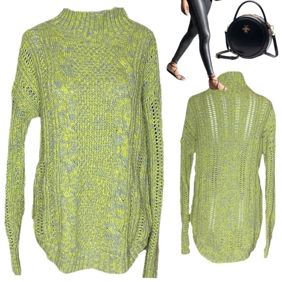Victoria’s Secret Sweater Green Gray Cable Knit - Picture 1 of 10